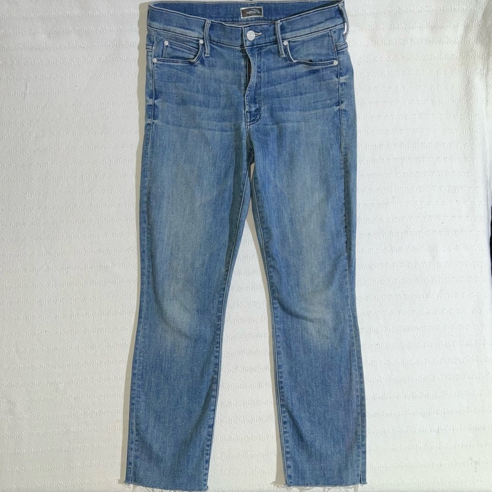 MOTHER The Stunner Step Fray High Rise Jeans Size 25 Medium Wash Stretch Denim